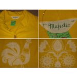 画像3: 【過去に販売した商品です】古着 majestic ニワトリ 花 刺繍 7分袖 シャツ 70's/120602 (3)