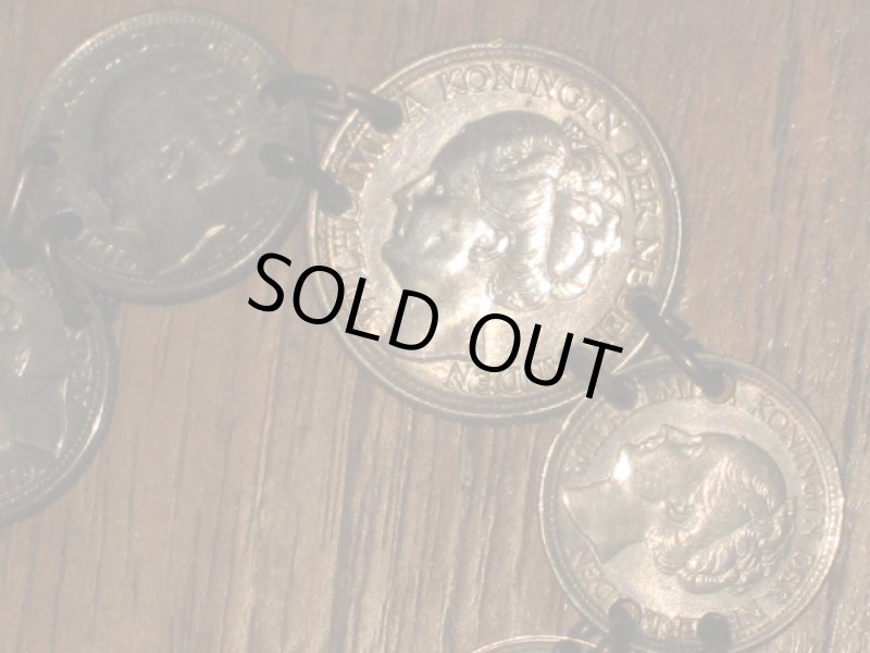 画像2: アンティーク 銀貨 シルバー コイン 25￠ 10￠ ブレスレット 40's /120929 (2)