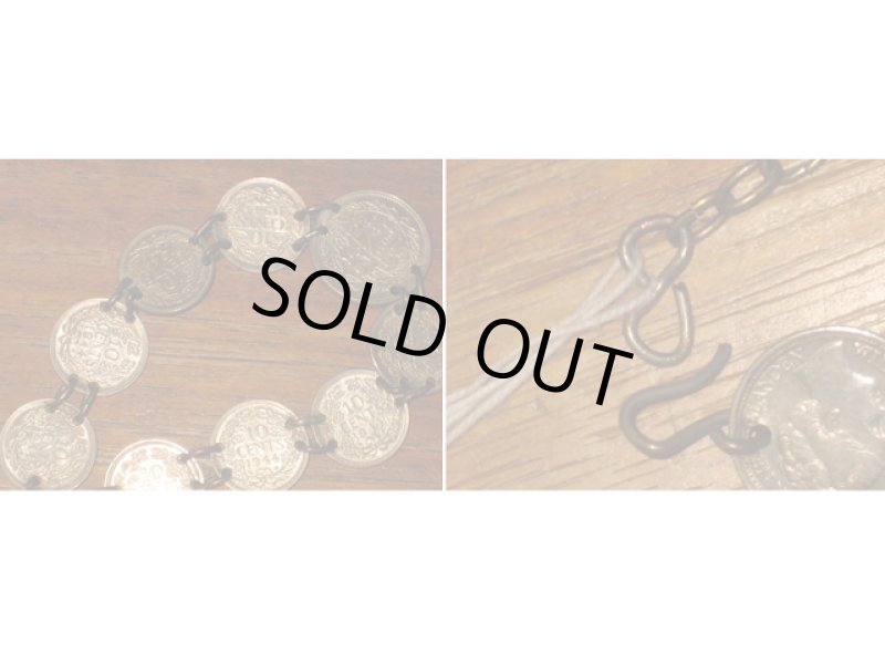 画像3: アンティーク 銀貨 シルバー コイン 25￠ 10￠ ブレスレット 40's /120929 (3)