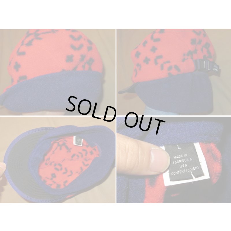 画像4: 美品 patagonia パタゴニア 雪無しタグ DUCKBILL ダックビル フリースキャップ 帽子 RED柄 USA製 90's/131125 (4)