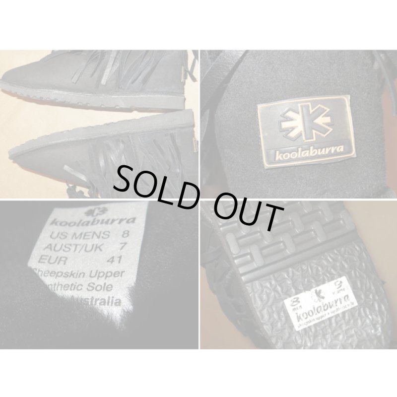 画像4: 古着 Koolaburra　フリンジ付 ムートン シープスキン スウェード ブーツ BLK オーストラリア製 00's/140110 (4)