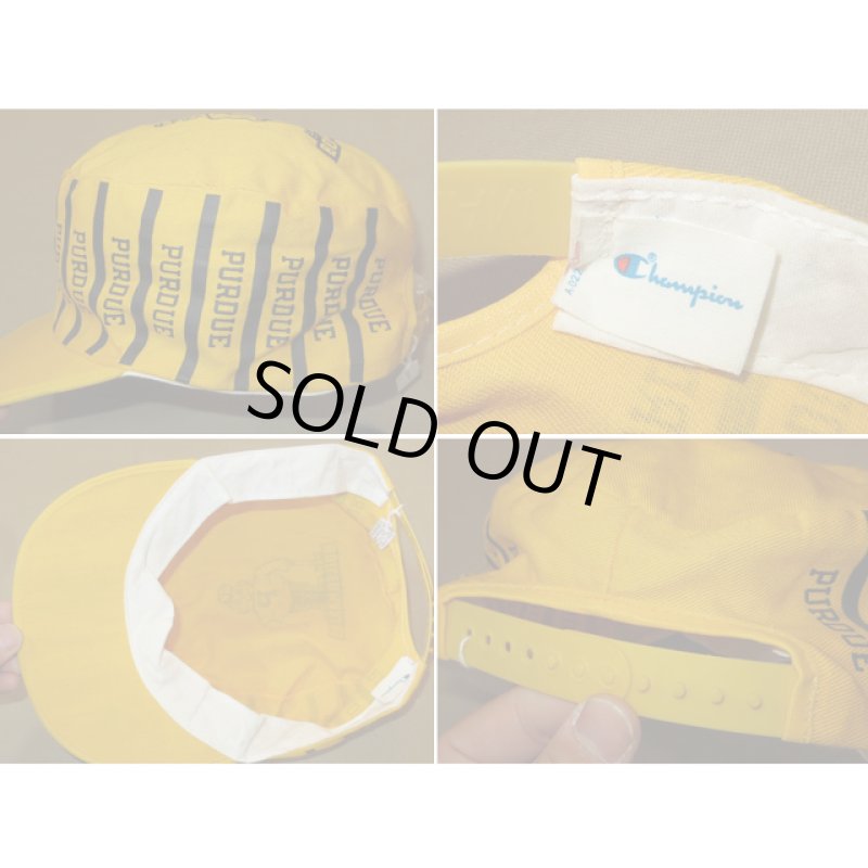 画像3: 古着 Champion チャンピオン トリコタグ PURDUE大学 カレッジ系 ペインターキャップ CAP 帽子 YEL USA製 80's/140420 (3)