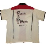 画像2: 古着 THE TRI TONE pizza oven レーヨン ボーリングシャツ RED/WHT/BLK USA製 60's /140615 (2)