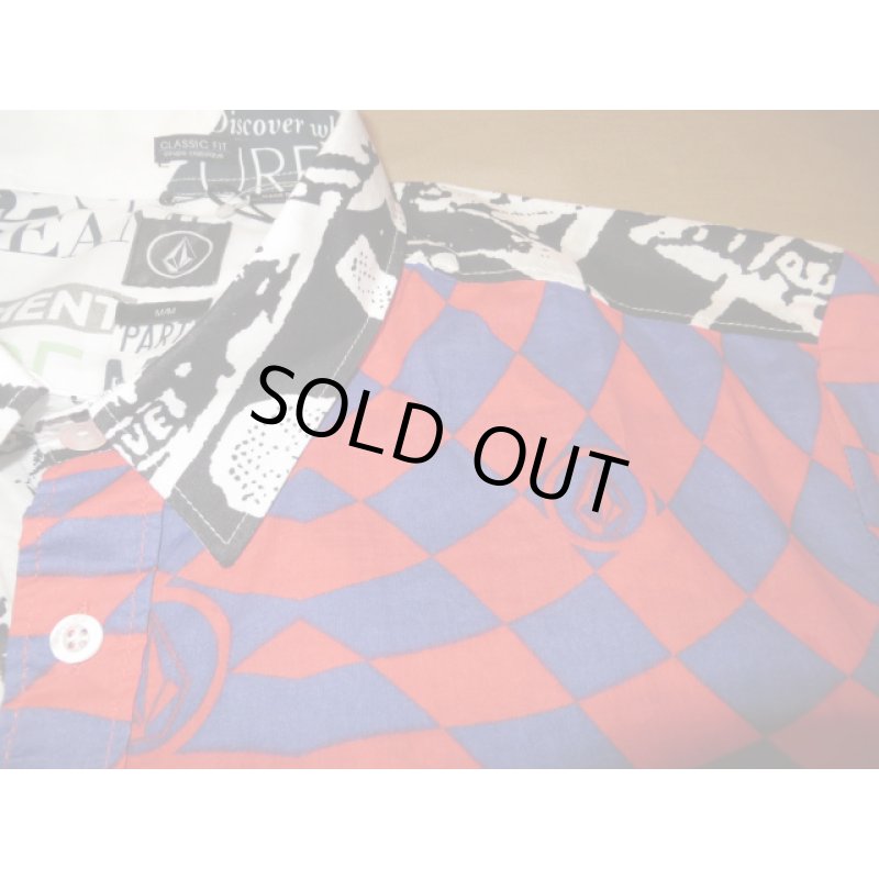 画像3: 新品 VOLCOM ボルコム PARADIGUM オールドスケート風 クレイジーパターン 半袖シャツ 00's /140615 (3)