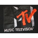 画像3: 古着 MTV ミュージックチャンネル レザーパッチ ナイロン ジャケット ブルゾン BLK USA製 90's / 141029 (3)
