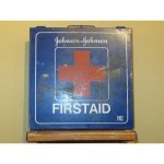 画像1: アンティーク Johnson&Johnson FIRSTAID ファーストエイド 救急箱 メディカルケース ツールボックス インダストリアル 60's / 150514 (1)