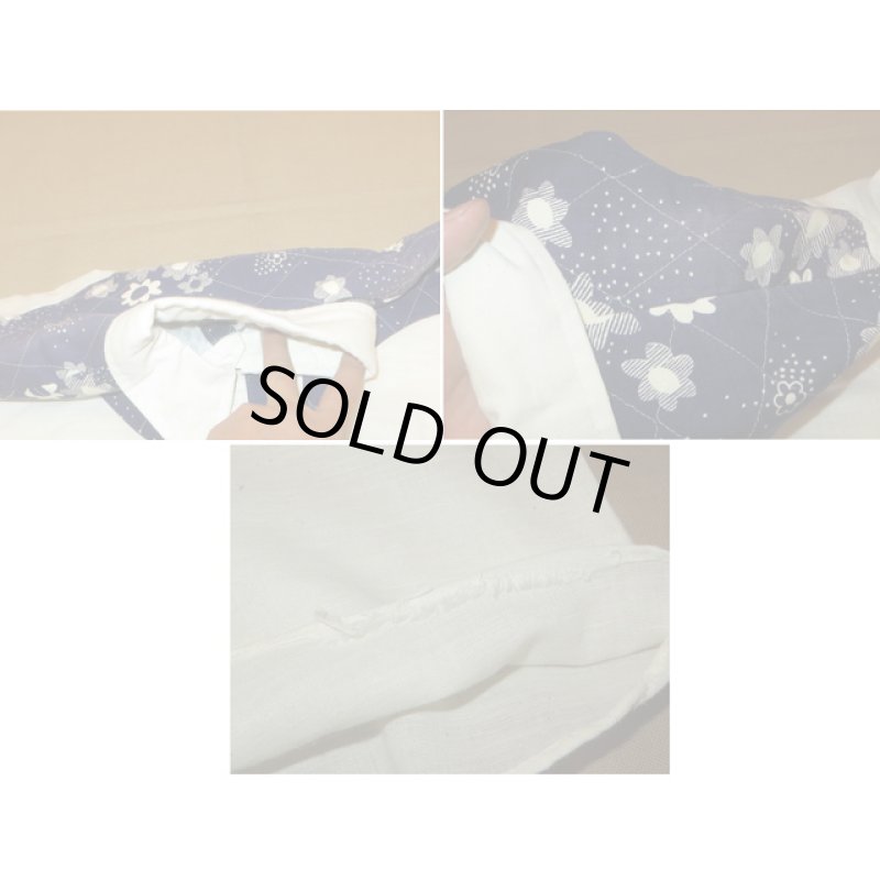 画像5: 古着 BRONCO ブロンコ 花柄 キルティング 切り替え 長袖シャツ WHT/NVY 70's /150518 (5)