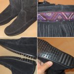 画像5: 新品 MINNETONKA ミネトンカ スウェード インディアン モカシン ニーハイ ブーツ BLK 00's / 151021 (5)