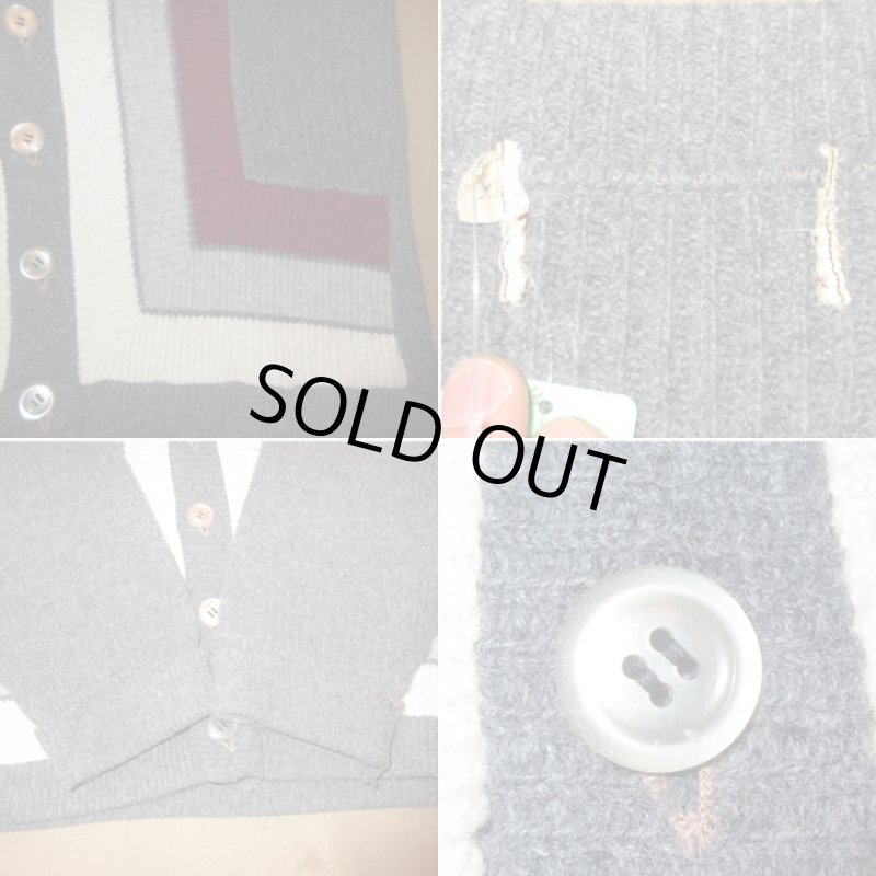 画像3: 古着 UNKNOWN レトロ セーター ニット カーディガン GRN 50's / 160118 (3)