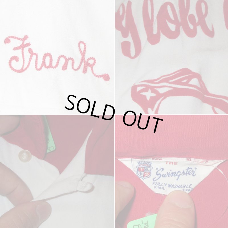 画像6: 古着 Swingster スイングスター フロッキープリント ２トーン レーヨン ボーリングシャツ WHT/RED 60's / 160613 (6)