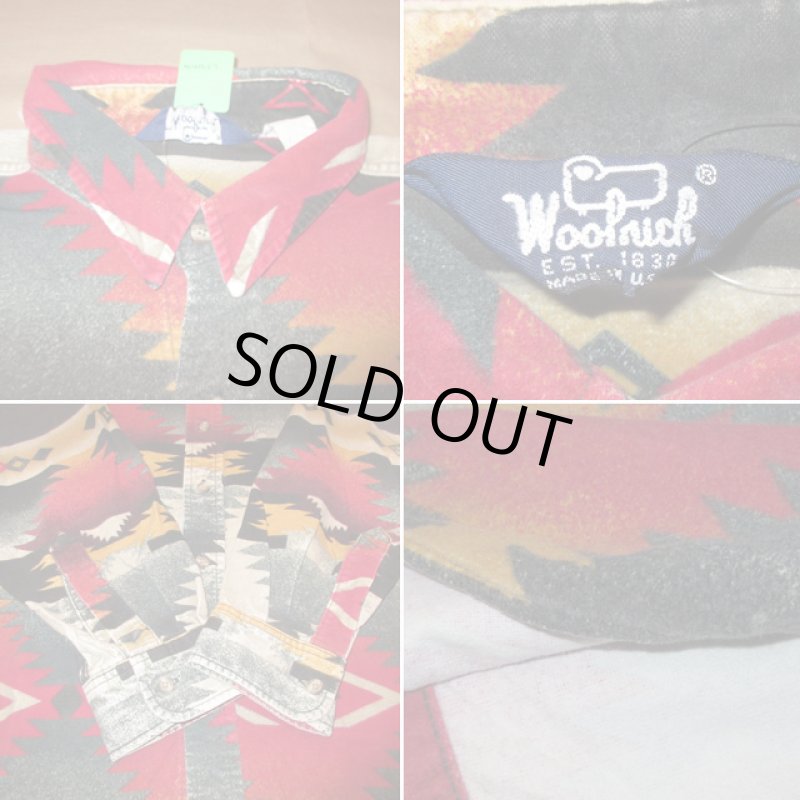 画像5: 古着 Woolrich ウールリッチ ネイティヴ柄 プリントネル シャツ 総柄 USA製 80's /161204 (5)