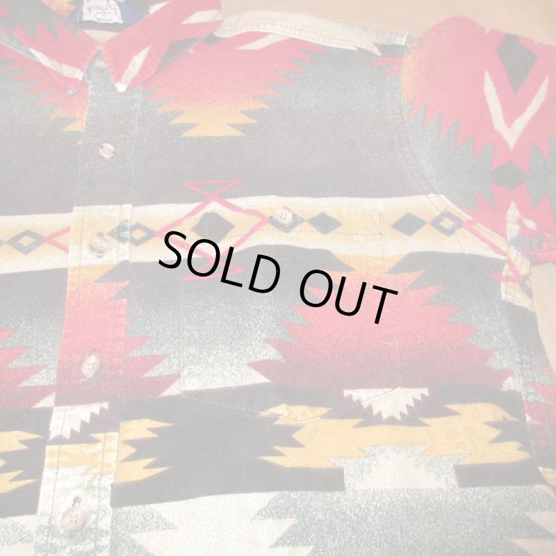 画像3: 古着 Woolrich ウールリッチ ネイティヴ柄 プリントネル シャツ 総柄 USA製 80's /161204 (3)