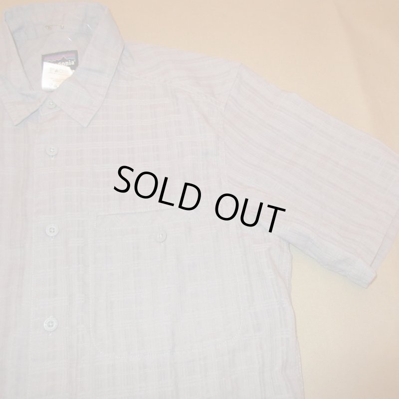 画像3: 古着 patagonia パタゴニア 織り柄 アウトドア 半袖シャツ GRY 00's / 170627 (3)