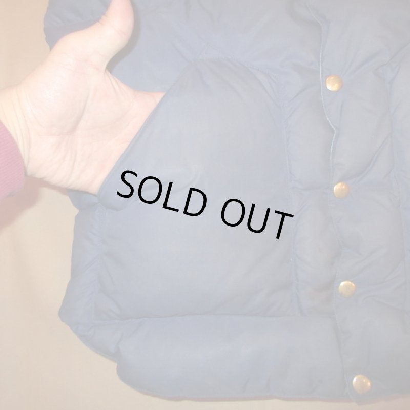 画像7: 古着 70's Rocky Mountain Featherbed co ロッキーマウンテン レザーヨーク ダウンベスト アウトドア NVY / 180106 (7)