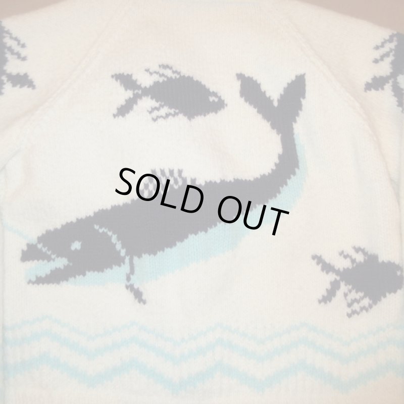 画像4: 古着 60's UNKNOWN カウチン ニット サーモン カーディガン セーター WHT  / 180128 (4)