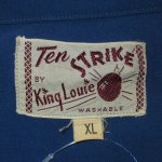 画像7: 古着 50's Ten STRIKE BY King Louie チェーンステッチ レーヨン ボーリングシャツ BLUE / 180526 (7)