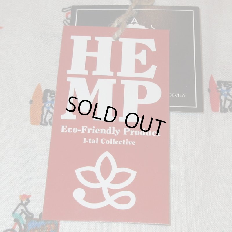 画像7: 新品 00's i-tal COLLECTIVE CALI SHIRT by OLGA CAPDEVILA HEMP 半袖シャツ WHT / 180610 (7)