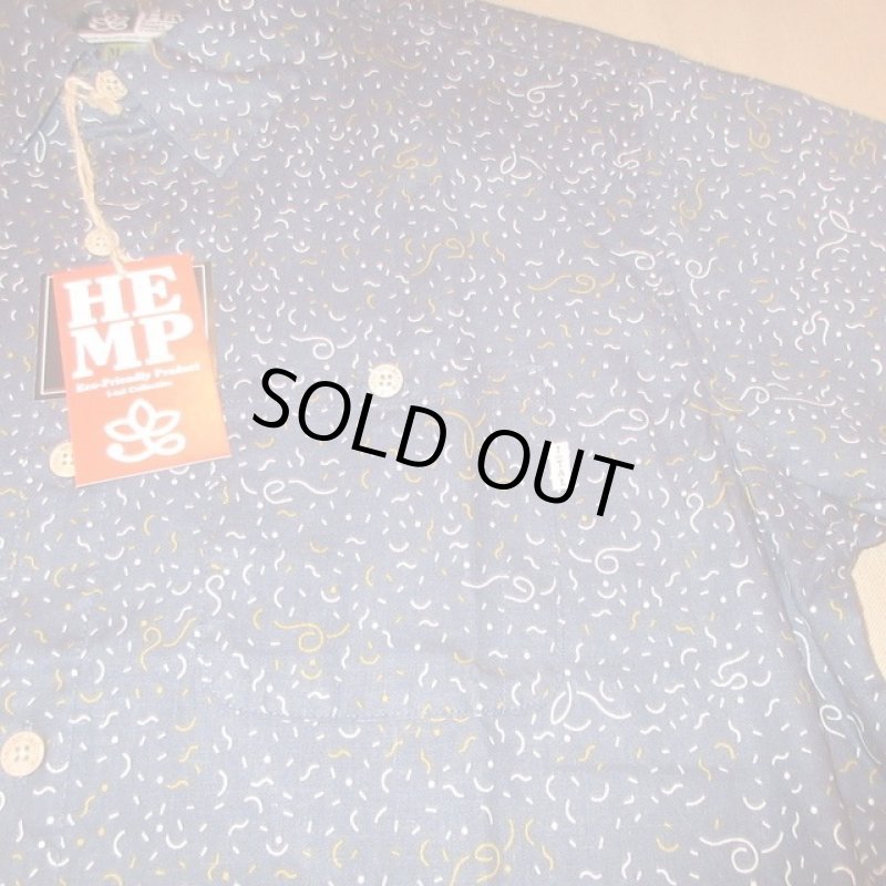画像3: 新品 00's i-tal COLLECTIVE  LINES LIFE SHIRT by VINCS HEMP 半袖シャツ NVY / 180610 (3)
