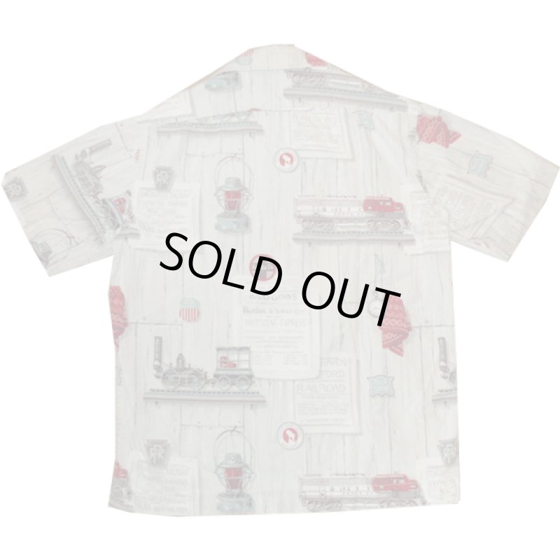 画像2: 古着 70's UNION RAILROAD PACIFIC ハンドメイド 総柄 バンダナ ランタン 半袖シャツ GRY / 180709 (2)