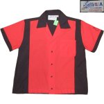 画像1: 古着 00's CRUSIN USA 2トーン ボーリングシャツ RED×BLK / 180709 (1)