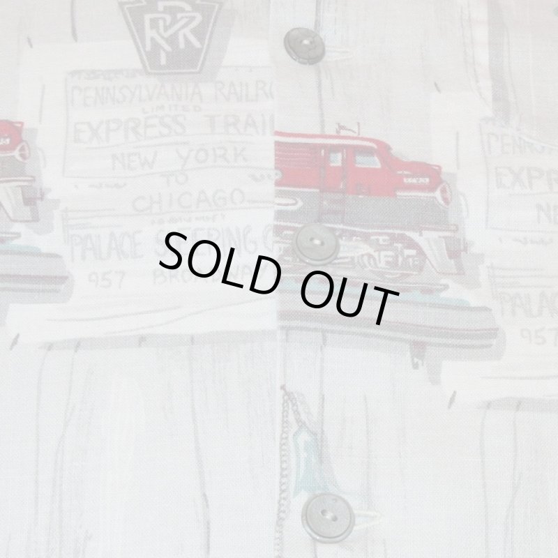 画像8: 古着 70's UNION RAILROAD PACIFIC ハンドメイド 総柄 バンダナ ランタン 半袖シャツ GRY / 180709 (8)