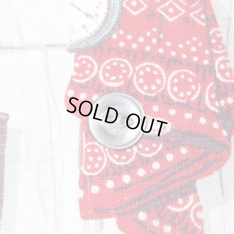 画像9: 古着 70's UNION RAILROAD PACIFIC ハンドメイド 総柄 バンダナ ランタン 半袖シャツ GRY / 180709 (9)