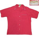 画像1: 古着 70's King Louie キングルイ チェーンステッチ ボーリングシャツ RED / 180709 (1)