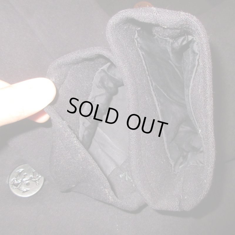 画像7: 古着 40's USN US NAVY アメリカ海軍 10ボタン チンスト付き ミリタリー Pコート NVY /181127 (7)