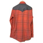 画像2: USED 80's UNKNOWN ヨーク切り替え ウエスタン 長袖シャツ RED×BLK / 250918 (2)
