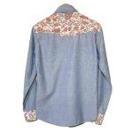 画像2: USED 70's Alfie CALIFORNIA アルフィー キルティング切り替え ヒッピー シャンブレーシャツ BLUE / 250918 (2)