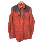 画像1: USED 80's UNKNOWN ヨーク切り替え ウエスタン 長袖シャツ RED×BLK / 250918 (1)