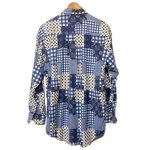 画像2: USED 80's UNKNOWN パッチワークプリント プリントネル 長袖シャツ BLUE / 250918 (2)