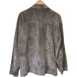 画像2: USED 90's CHICO'S チコズ パンチングスウェード 漢字プリント シャツジャケット GRY / 250924 (2)