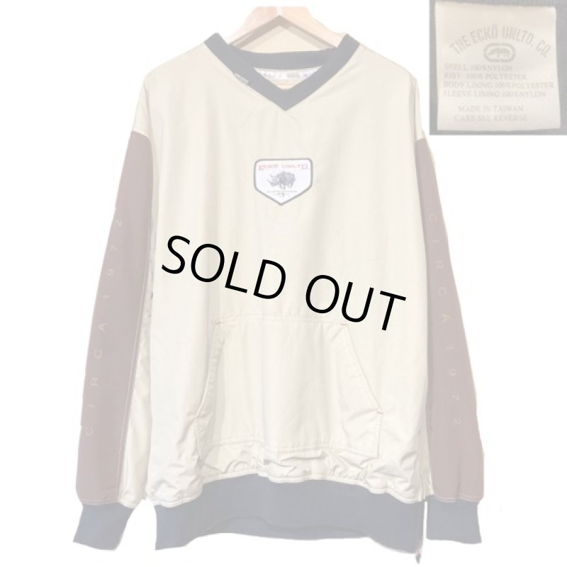 画像1: USED 90's ECHO UNLTD エコー ナイロン プルオーバージャケット BEI / 251006 (1)