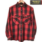 画像1: USED 90's OSH KOSH オシュコシュ アメリカ製 バッファローチェック ヘヴィネル 襟カスタム RED×BLK / 251020 (1)