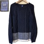 画像1: USED 00's GAP ギャップ モヘア混 ケーブルニット セーター BLK  / 251112 (1)