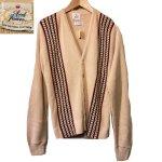 画像1: USED 60's Lord James ロードジェイムス 柄入り アクリル ニットカーディガン セーター BEI  / 251112 (1)