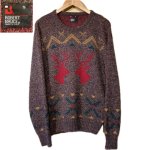 画像1: USED 80's ROBERT BRUCE ロバートブルース アメリカ製 鹿柄 ジャガードニット セーター MIX / 251112 (1)