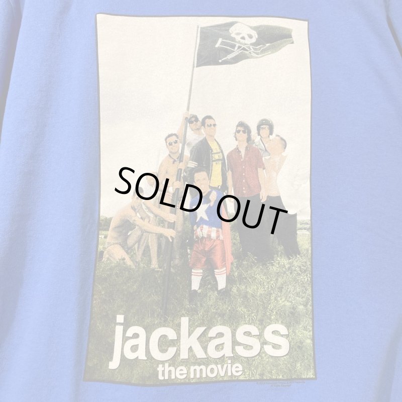 画像1: USED 00's 2002年 JACKASS THE MOVIE ジャッカス MTV ムービー Tシャツ BLUE / 251006 (1)