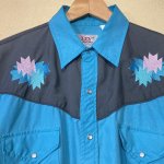 画像4: USED 80's ELY エリー 刺繍入り ウエスタンシャツ 長袖シャツ BLUE×BLK / 251020 (4)