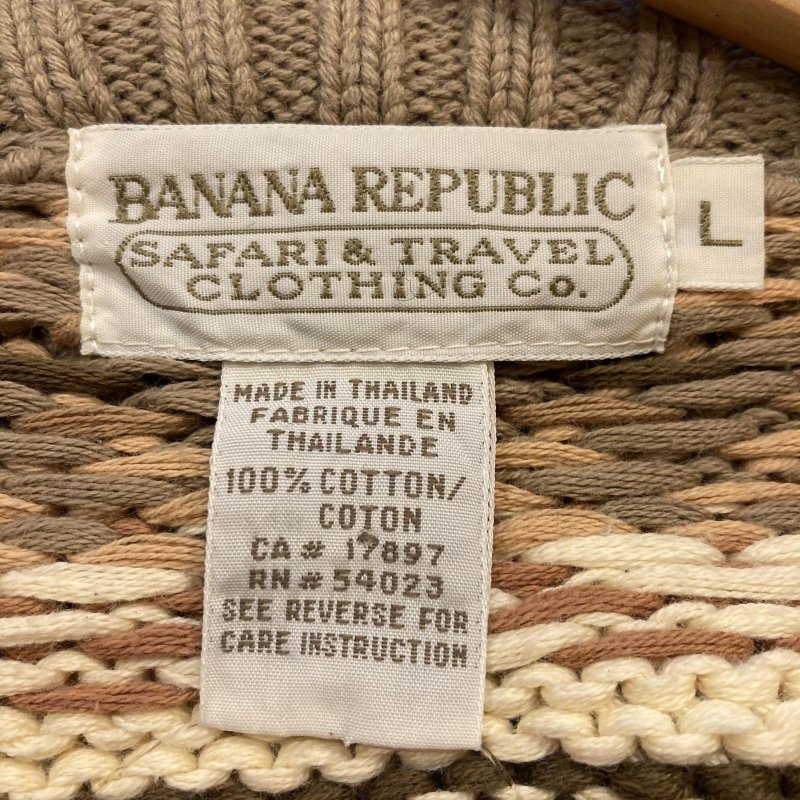 画像3: USED 80's BANANA REPUBLIC バナナリパブリック SAFARI&TRAVEL ネイティヴ柄 コットンニット セーター MIX  / 251112 (3)