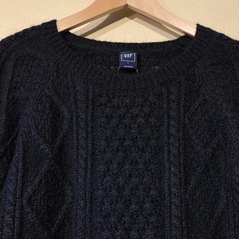 画像5: USED 00's GAP ギャップ モヘア混 ケーブルニット セーター BLK  / 251112 (5)