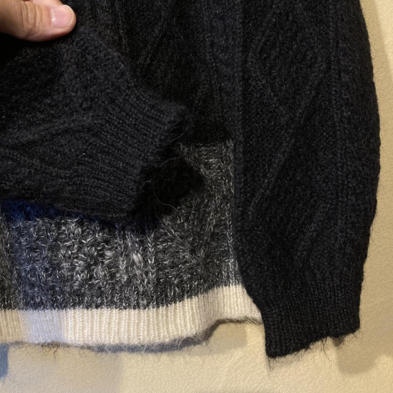 画像7: USED 00's GAP ギャップ モヘア混 ケーブルニット セーター BLK  / 251112 (7)