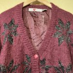 画像4: USED 90's STRA BERRY モヘア混 ニットカーディガン セーター WINE  / 251112 (4)