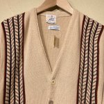 画像4: USED 60's Lord James ロードジェイムス 柄入り アクリル ニットカーディガン セーター BEI  / 251112 (4)