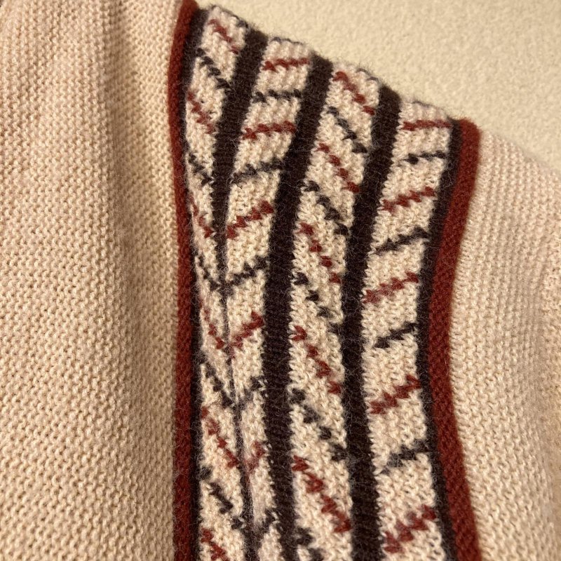 画像5: USED 60's Lord James ロードジェイムス 柄入り アクリル ニットカーディガン セーター BEI  / 251112 (5)