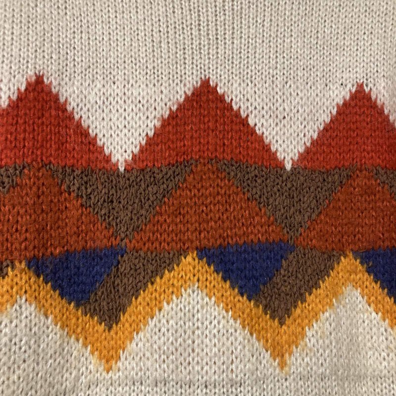 画像4: USED 00's TOMMY DENIM トミーデニム ネイティヴ柄 ミックスニット セーター WHT / 251112 (4)