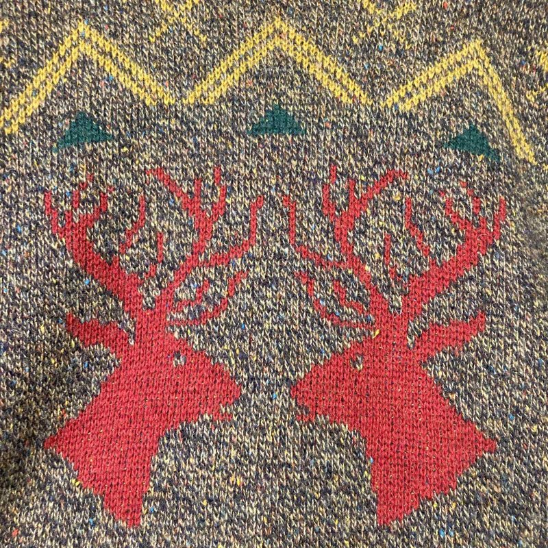 画像4: USED 80's ROBERT BRUCE ロバートブルース アメリカ製 鹿柄 ジャガードニット セーター MIX / 251112 (4)