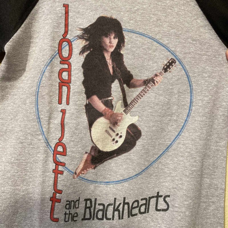 画像1: USED 80's JOAN JETT AND THE BLACKHEARTS ジョーンジェット ツアー ラグラン Tシャツ GRY / 251202 (1)