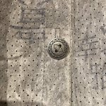 画像8: USED 90's CHICO'S チコズ パンチングスウェード 漢字プリント シャツジャケット GRY / 250924 (8)